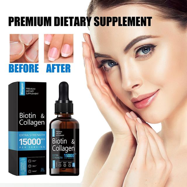 Denstyle Collagen and Biotin Liquid Drops 15000mcg,Natural Hair Skin Nails Vitamins Support Fast Hair Growth-Rapid Absorption 3 Pcs on Productcaster.