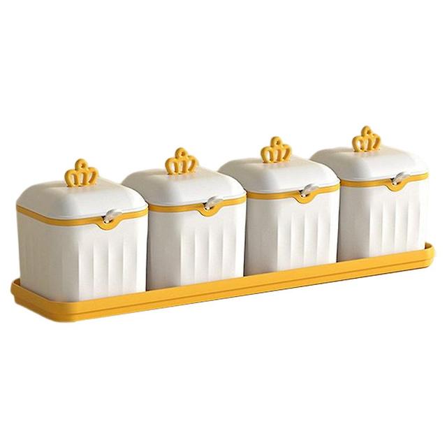 Drawer Type Seasoning Box Double Layers Multi Compartment Salt Pepper Shaker Pepper Cornstarch Storage Jars White Tray Set on Productcaster.