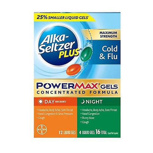 Alka-Seltzer Plus Maximum Strength Cold & Flu PowerMax Gels Day & Night, 16 Caps (Pack of 2) on Productcaster.