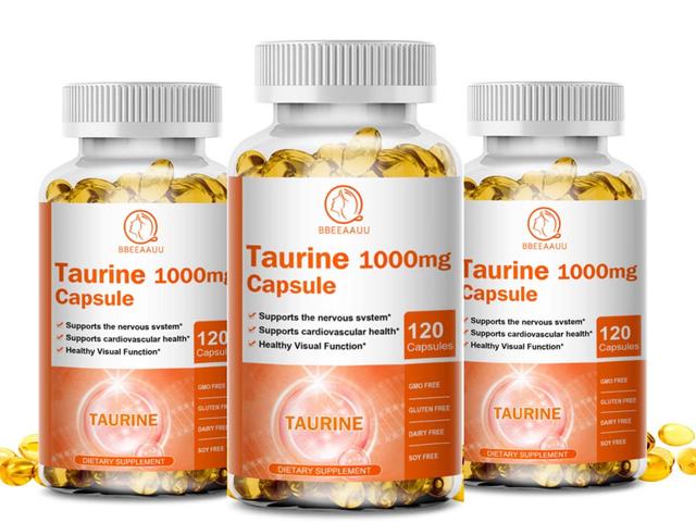 Visgaler Taurine Capsules Regulating The Nervous System Protecting The Retina Balanced Rhythm & Blood Pressure Reduce Blood Lipids 3bottle x120pcs on Productcaster.