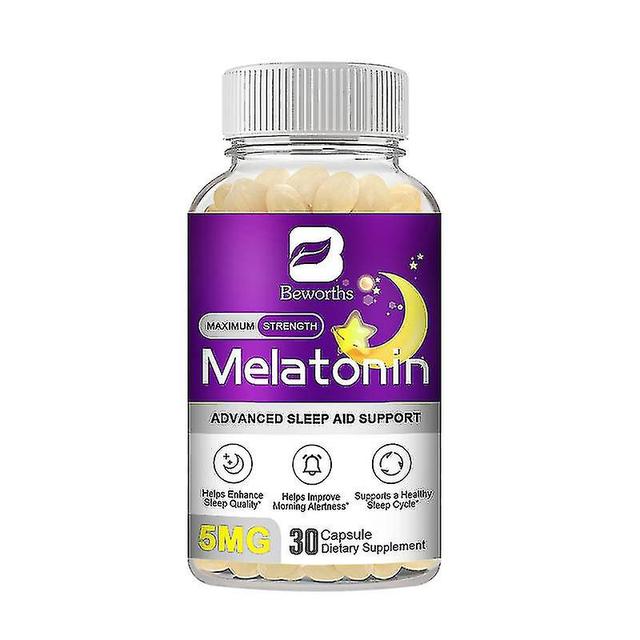 Melatonín 5mg Vitamín B6 Antistresové nástroje Prášky na spanie Melatonín na spanie Zostaňte spať dlhšie pre krásu dospelých Zdravie-eyzi 30 capsules on Productcaster.