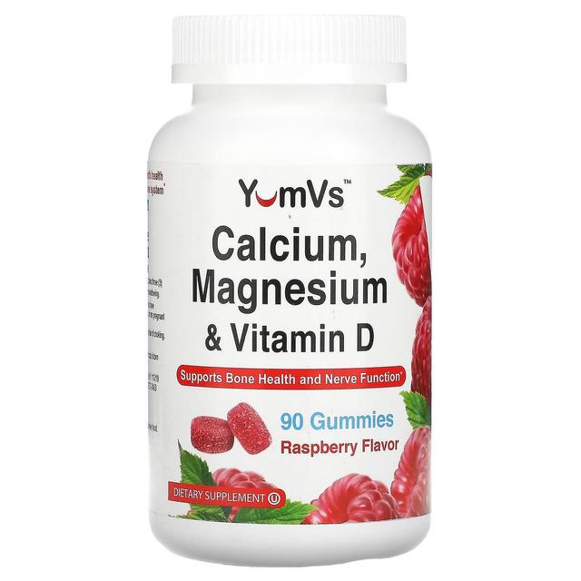 Yum-V's Yum-Vs, Calcium, Magnesium & Vitamin D, Raspberry, 90 Gummies on Productcaster.