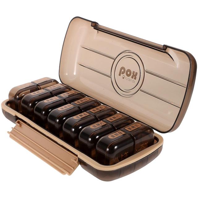 Reusable Pills Organizer Portable Pills Container Small Medication Holder Travel Pills Storage Box Coffee 21.50X9.50X4.80CM on Productcaster.