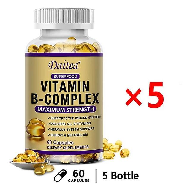 Vorallme Daitea Vitamin B Capsules Relieve Fatigue Improve Digestion Reduce Stress Better Mood Support Immune Supplement 5 bottles on Productcaster.