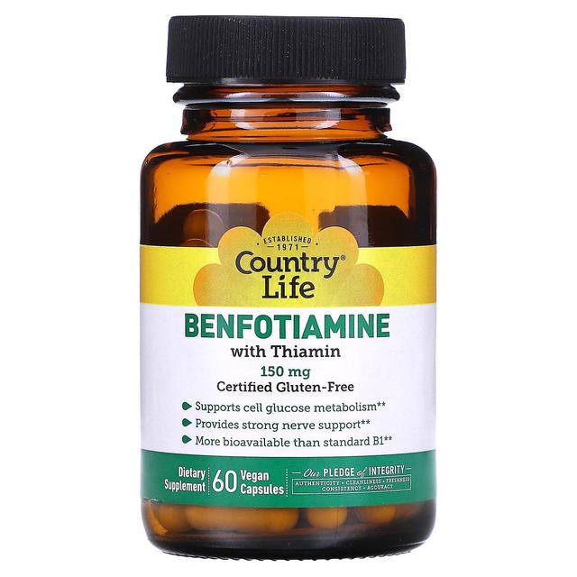 Country Life, Benfotiamina z tiaminą, 150 mg, 60 Wegańskie kapsułki on Productcaster.