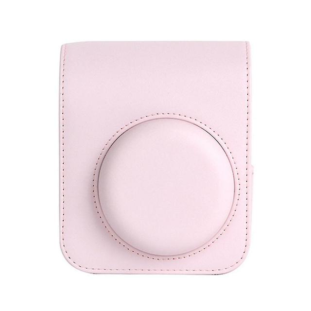 Szmtcv Solid-color Pu Instants Camera Bag Adjustables Strap Camera Stroage Pack For Traveling Trip Pink on Productcaster.