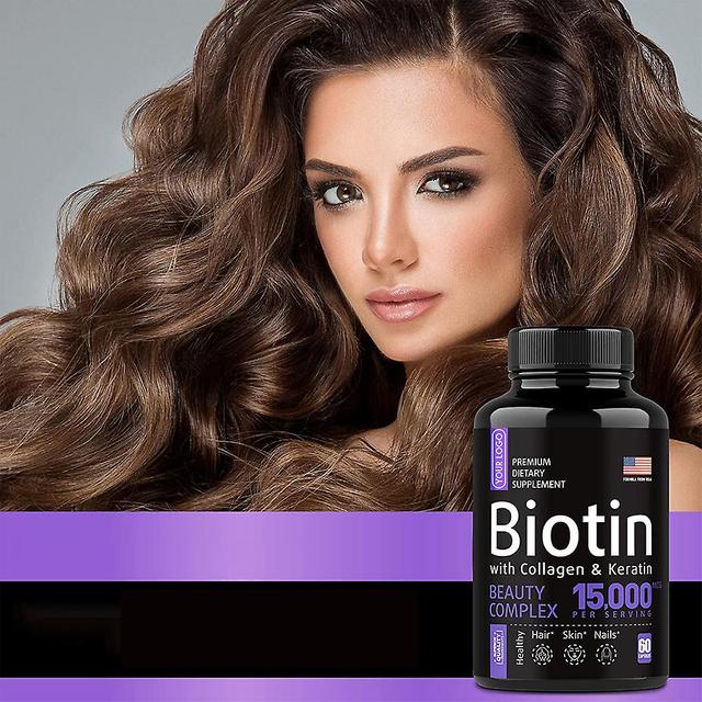 Biotin Capsules 15,000 Mcg - Increase Healthier, Shinier Hair, Skin & Nails- 60 Capsules With Biotin Collagen A & B on Productcaster.