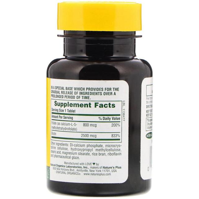 Nature's Plus, Biotin & Folate, 30 Tablets on Productcaster.