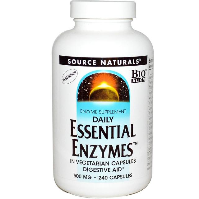 Source Naturals Fonte Naturali, Enzimi essenziali giornalieri vegetariani, 500 mg, 240 Capsule on Productcaster.