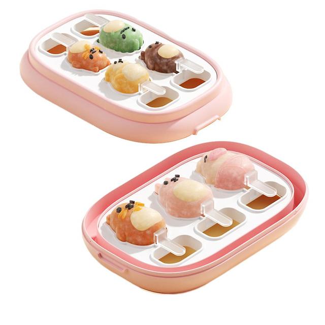 Homemade Ice Cream Mold With Lid Quickly Diy Popsicle Ice Cream Tray Safe Non-harm Popsicle Tools Double Pink on Productcaster.