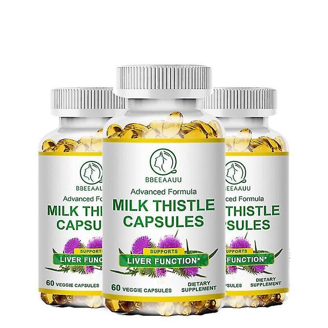 Guoguo Milk Thistle Capsules Detox Protect Liver & Cardiovascular Health Enhance Liver Function Reduce Blood Lipids & Cholesterol 3bottle x60pcs on Productcaster.