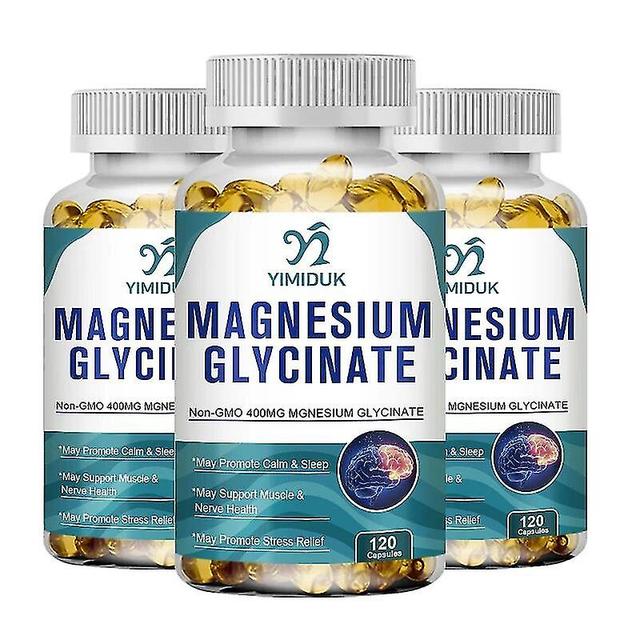 Magnesiumglycinat-Kapseln zur Unterstützung der Muskel-, Gelenk- und Herzgesundheit Maximale Absorption Magnesiumglycinat-Ergänzung 3 Flaschen 120pcs on Productcaster.