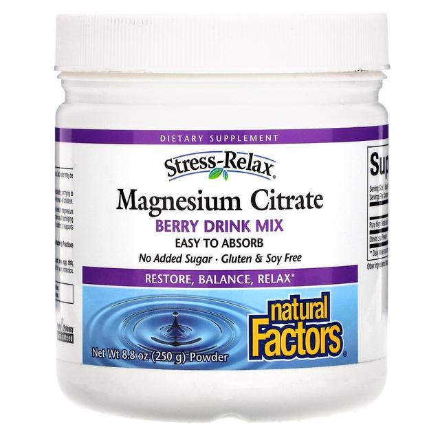 Natural Factors Fatores Naturais, Stress-Relax, Citrato de Magnésio, Mistura de Bebida de Amora, 8,8 oz (250 g on Productcaster.