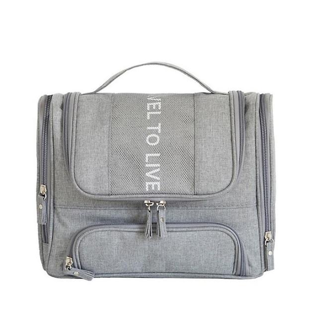 Travel Toiletry Bag With Hook Portable Waterproof Wash Bag Expandable Large Capacity Makeup Bag Grey on Productcaster.