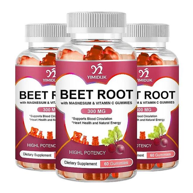 Visgaler Organic Beet Root Gummies With Magnesium & Vitamin C For Blood Pressure & Circulation Natural Energy Supplements 3 Bottles on Productcaster.