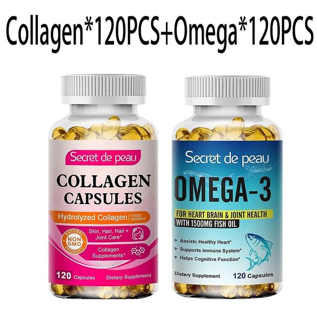 Eccpp Sdp 2fľaše 120p Hydrolyzované kolagénové kapsuly podporujú pokožku & kĺby & vlasy a nechty Zdravie Doplnok rybieho oleja D3k2 kapsula pre dos... on Productcaster.