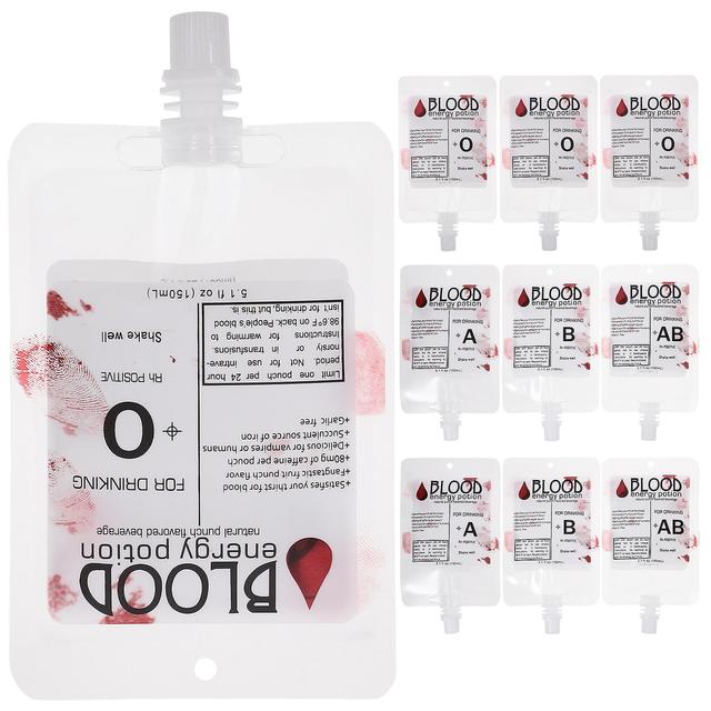 10pcs Blood Bag Drink Storaging Bag pour Halloween Festival Party Gathering (le groupe sanguin est aléatoire, 150ml sans crochet et entonnoir) on Productcaster.