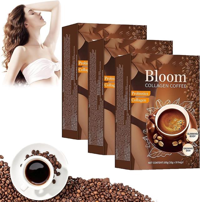 Haobuy Bloom Collagen Coffee, Collagen Coffee Powder, Collagen Protein Supplements, Collagen Powder For Coffee Energy Beauty Joints 3boxes-30bags on Productcaster.