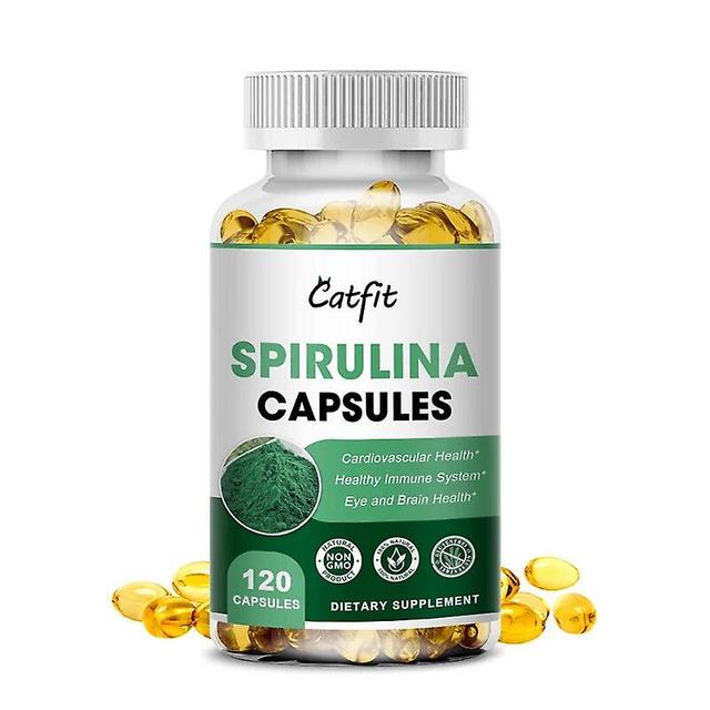 Catfit Natural 2000mg Spirulina &chlorophyll Capsules Cardiovascular Health Eye &brain Health Vitamin B12 K1 Vascularhuamade Huamade 120pcs on Productcaster.