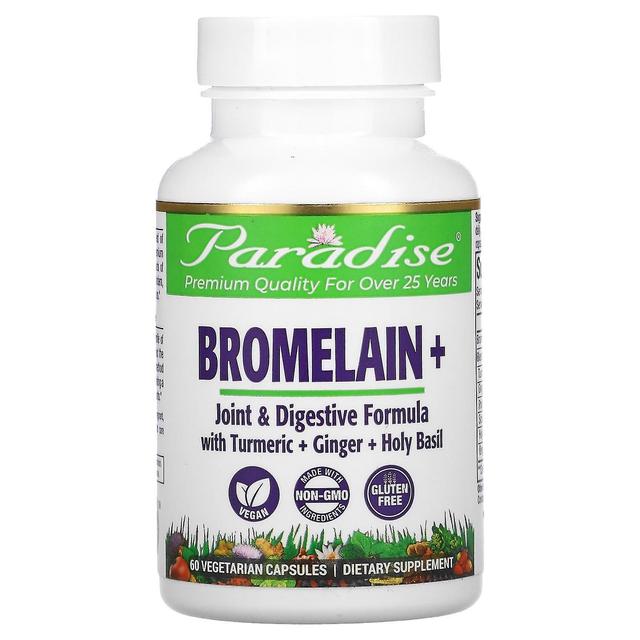 Paradise Herbs, Bromelain+, 60 Vegetarian Capsules on Productcaster.