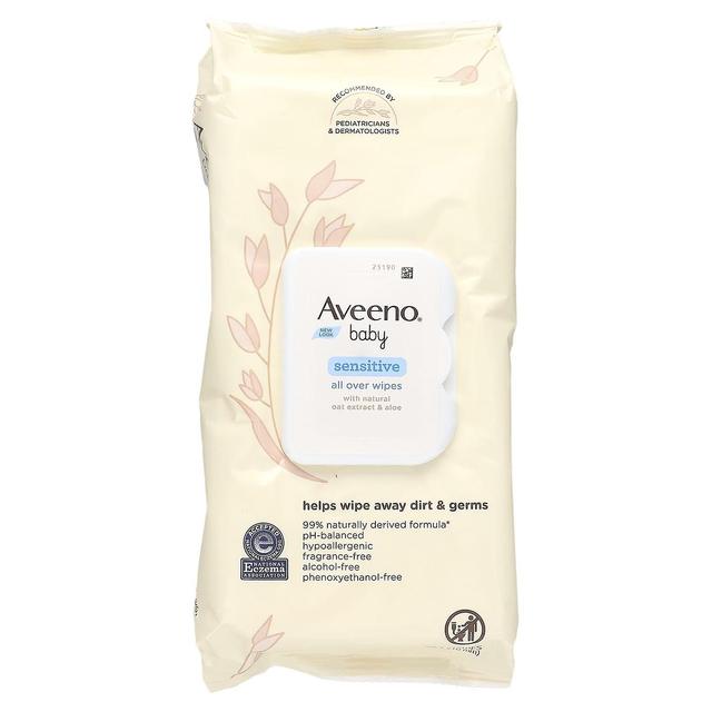 Aveeno, Baby, Sensitive All Over Wipes, Fragrance Free, 64 Wipes on Productcaster.