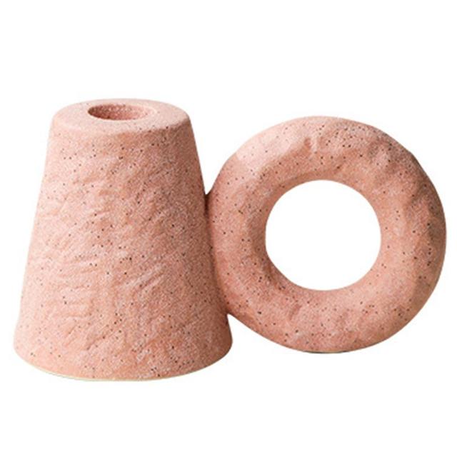 Home Shop Display Ceramic Candlestick Handicraft Model Ornaments For Living Room Bedroom Pink on Productcaster.