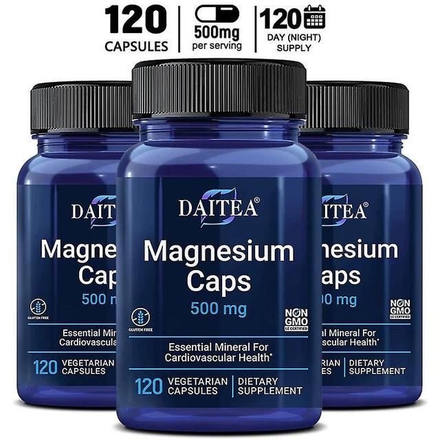 Visgaler Daitea Magnesium Capsule Supports Bone And Heart Health,boosts Energy Metabolism,brain Performance,mood,cognitive Function 120 count-3 bottle on Productcaster.