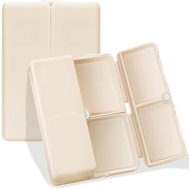 7 Compartments Portable Travel Pills Box, Magnetic Pills Organizer Off-white on Productcaster.