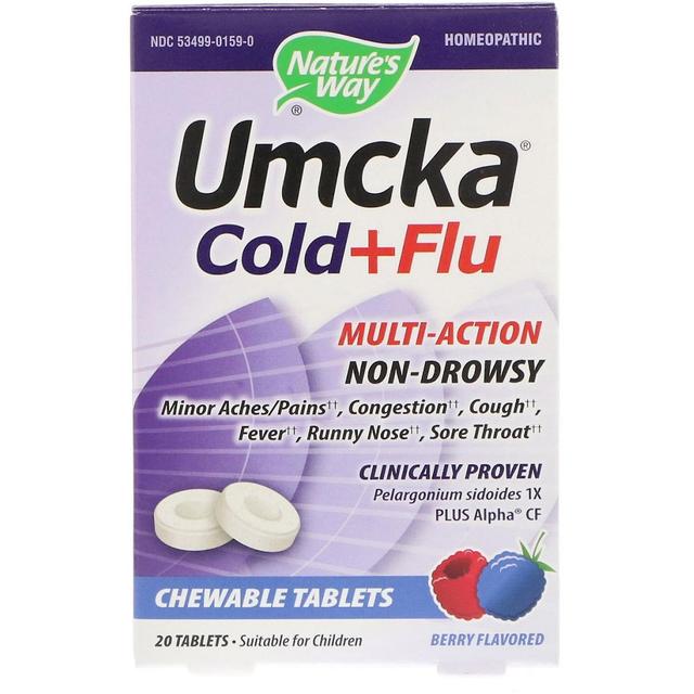 Nature's Way, Umcka, Cold + Flu, Berry , 20 Chewable Tablets on Productcaster.