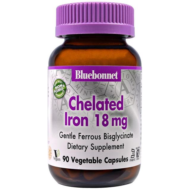 Bluebonnet Nutrition, Chelated Iron, 18 mg, 90 Veggie Caps on Productcaster.