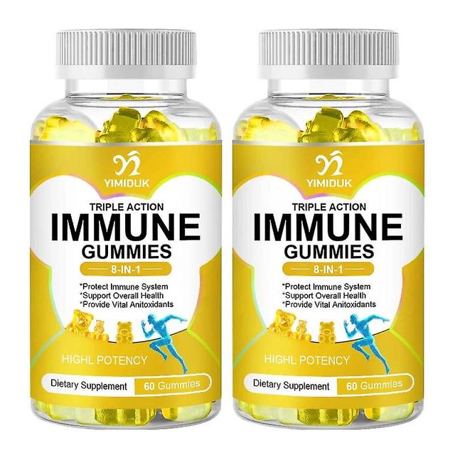 Visgaler 8-in-1 Immune Support Gummies Powerful Blend Of Immune Support Supplements Elderberry, Turmeric Curcumin, Zinc And Vitamin 2 Bottles on Productcaster.