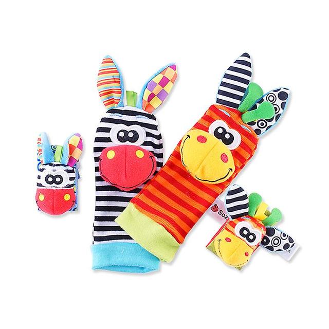 4 Pcs Bb Poignet Et Chaussettes ,poignet De Bell Strap Hochets Et Chaussettespied Finder Jouets De Dveloppement Cadeau Pour Tout-petits Garons Filles on Productcaster.