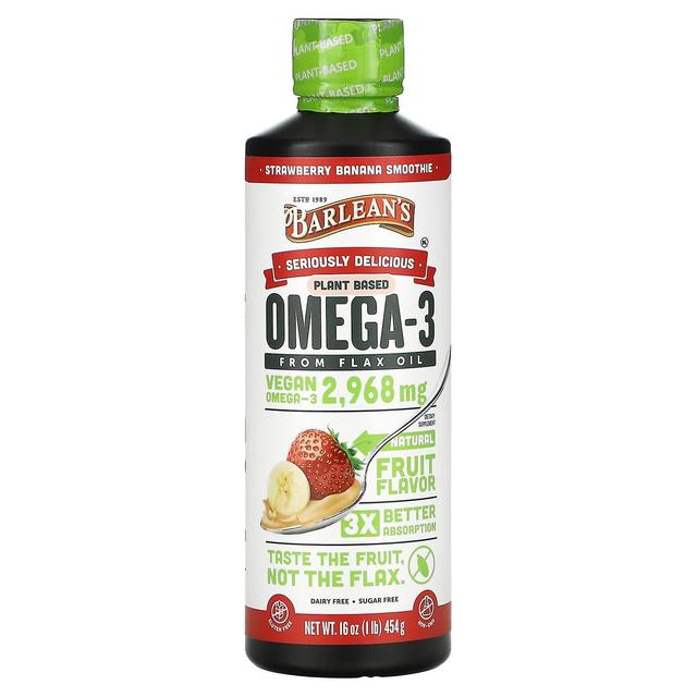 Barlean's, Seriously Delicious, Omega-3 from Flax Oil, Strawberry Banana Smoothie, 2,968 mg, 16 oz ( on Productcaster.