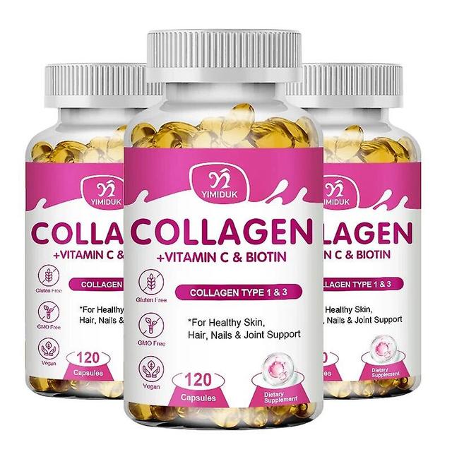 Visgaler Collagen Capsules With Vitamin C Support Skin & Joint& Hair & Nails Health Anti-aging Nutritional Supplements For Women 3 Bottle 120 pcs on Productcaster.