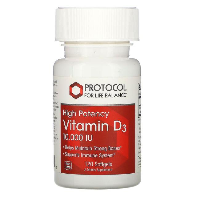 Protocol for Life Balance Elämän tasapainon protokolla, D-3-vitamiini, 10 000 IU, 120 pehmeää geeliä on Productcaster.