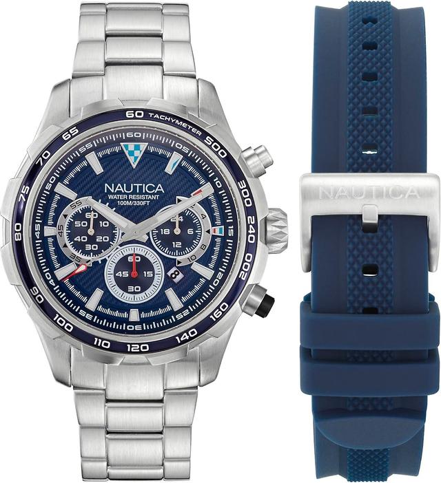 Nautica Men's Watch NAPNSF307 Silver and Blue on Productcaster.