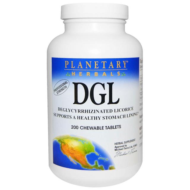 Planetary Herbals, DGL, Deglycyrrhizinated Licorice, 200 Chewable Tablets on Productcaster.