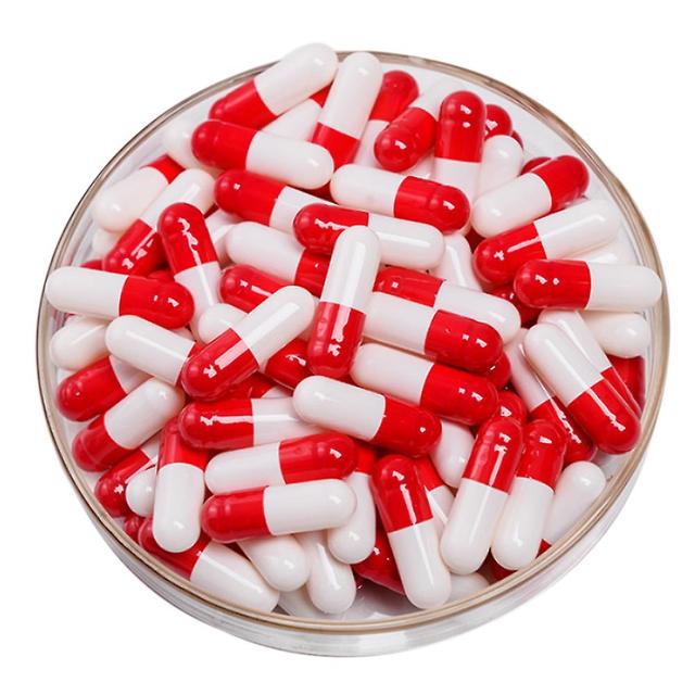 Sinknap 1000pcs Transparent Hollow Gelatin Empty Separated Medical Powder Capsule Shells Red White on Productcaster.