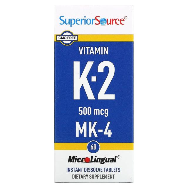 Superior Source Ylivoimainen lähde, K-2-vitamiini, 500 mcg, 60 MicroLingual pikaliuotustablettia on Productcaster.