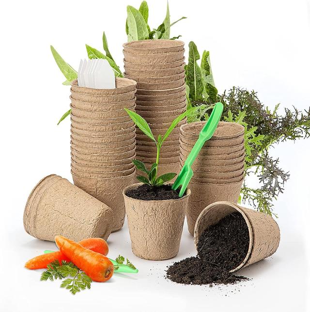 Hgbd-cosyland Peat Pots Planter Nursery Pots Seeding Pot Seed Starter Tray For Seedling Organic Eco-friendly With Plant Labels, 2 Transplant Tools (2. on Productcaster.