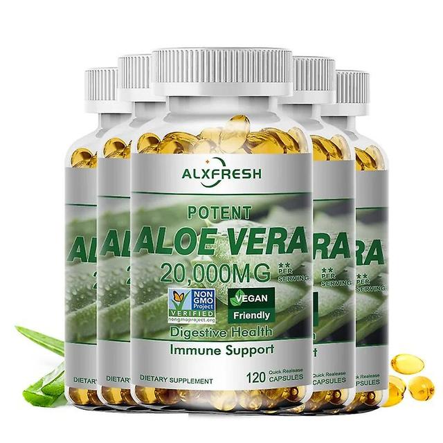 Visgaler Alxfresh Aloe Vera Capsules Fat Burning & Cellulite Slimming Pills Promotes Intestinal Motility Slim Body Detox Product 5X Bottle 60pcs on Productcaster.