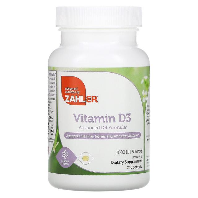 Zahler, Vitamin D3, Avancerad D3 Formel, 50 mcg (2,000 IE), 250 Softgels on Productcaster.