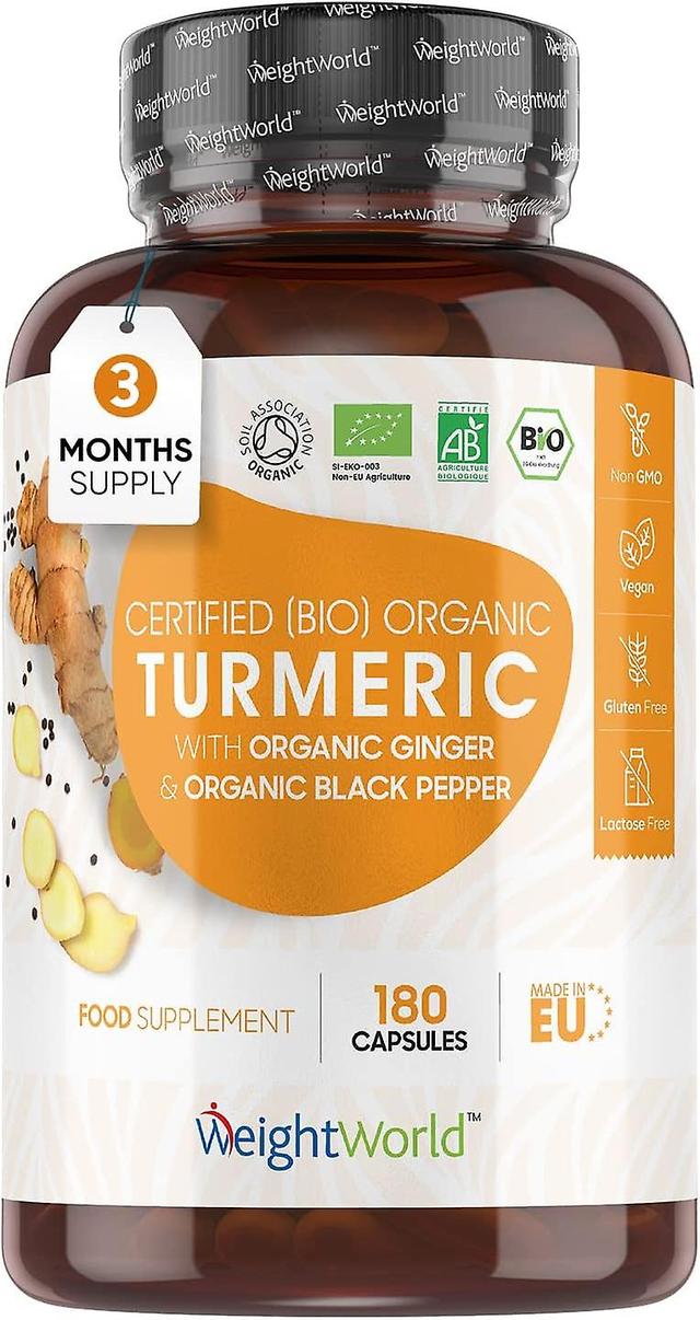 WeightWorld Organic Turmeric, Ginger & Black Pepper Supplement - 1520mg Turmeric Capsules high Strength on Productcaster.