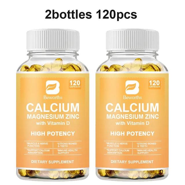 Eccpp Calcium Magnesium Zinc Supplement Plus Vitamin D3&citrate Promotes Healthy Bones & Teeth Supports Nerve&muscle Function 2bottles 120pcs on Productcaster.