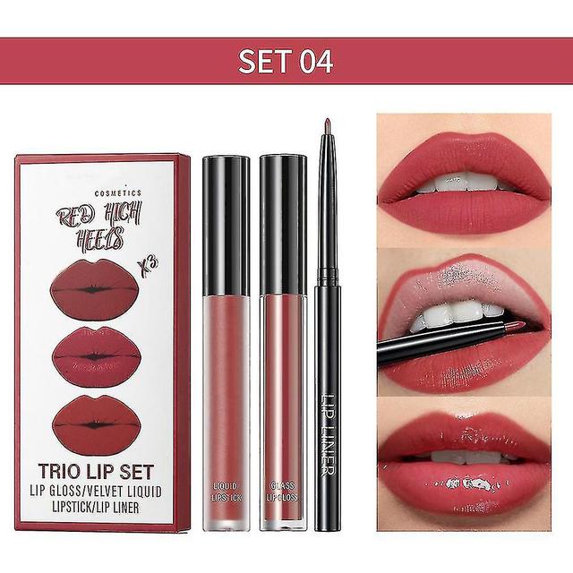 Scacv Lip Glaze Lip Liner Set Non-stick Cup No Fading Lip Gloss Nourishing Moisturizing Lip Makeup 4 on Productcaster.