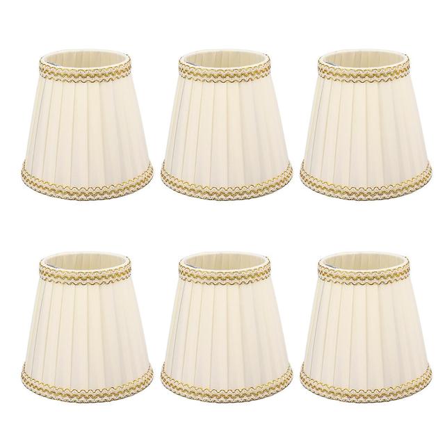 6Pcs Small Lamp Shade Clip On Drum Lampshade Cloth for Chandelier Candle Bulbs Lighting Accessories on Productcaster.