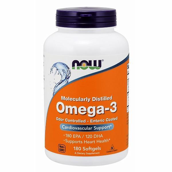 NOW Foods Nu Foods Omega-3 Molekylært destilleret &Enteric Coated, 180 Softgels (Pack af 3) on Productcaster.