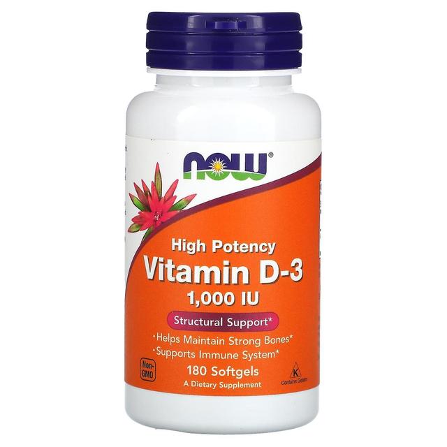 NOW Foods, Vitamina D-3, Alta potencia, 1,000 UI, 180 cápsulas blandas on Productcaster.