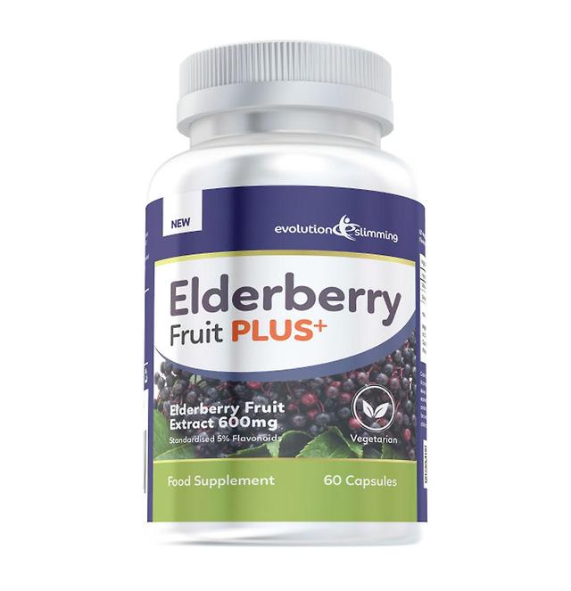 Elderberry Fruit Plus Elderberry Fruit Extract 600mg (5% Flavanoids) - 60 Capsules - Immune Health - Evolution Slimming on Productcaster.