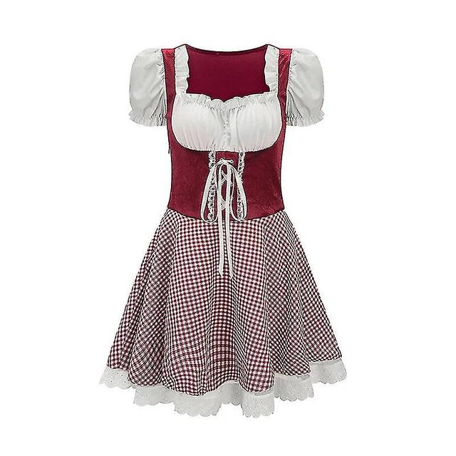 Costume D'oktoberfest De Carnaval Bavarois Pour Femme, Tenue De Serveuse Traditionnelle Des Alpes, Robe De Soire De Barrage Cosplay B1 M on Productcaster.